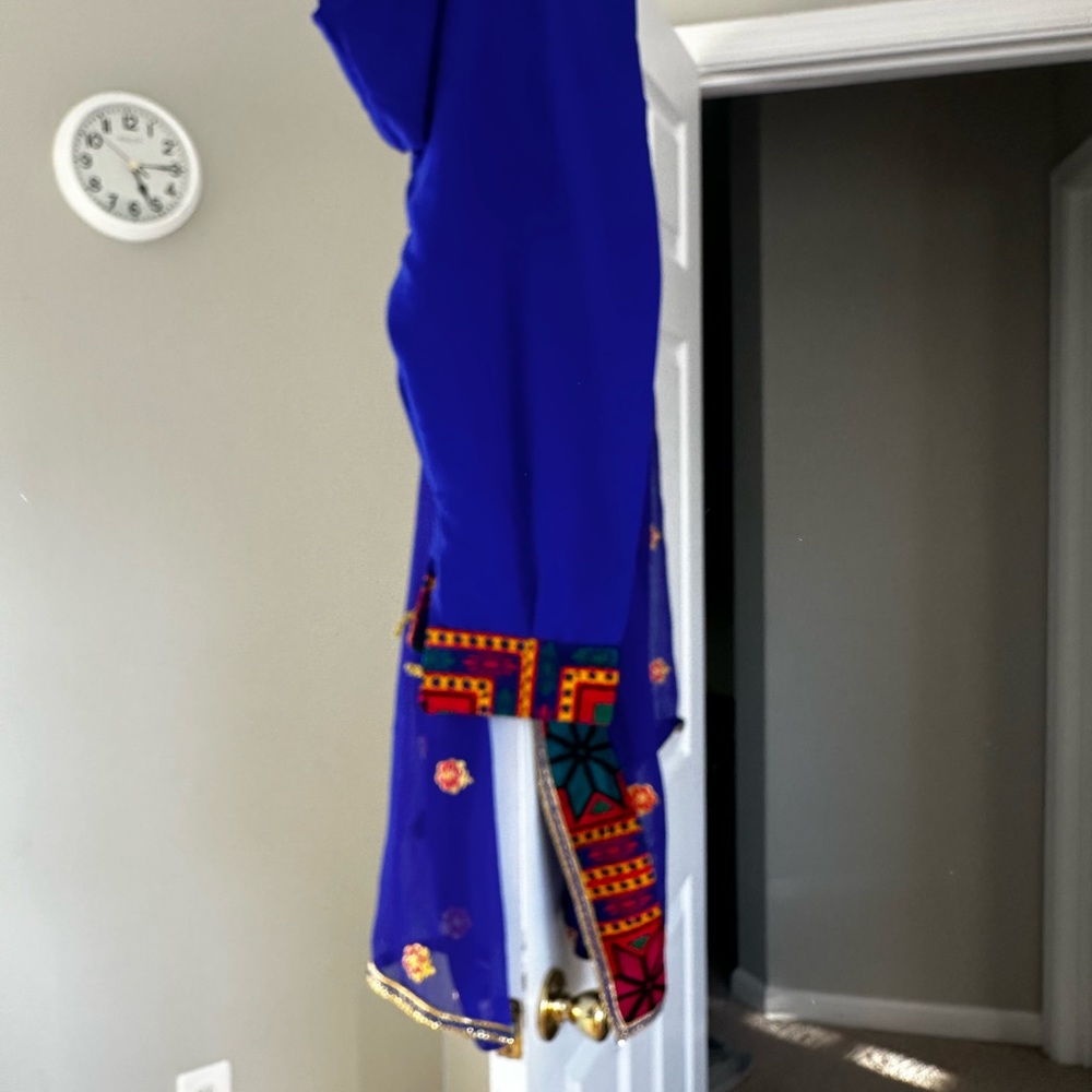 Traditional Afghan three-piece dress, white collar, one size - Picture 7 of 7